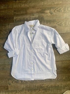 LOFT White Casual Button-Down Shirt